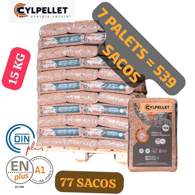 CYL PELLET – 7 Palet de 539 sacos de 15Kg Enplus A1