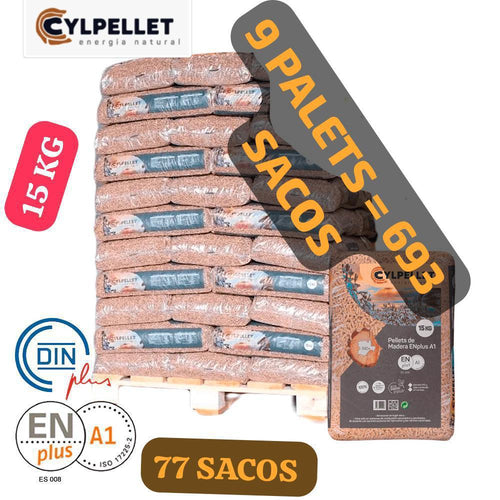 CYL PELLET – 9 Palet de 693 sacos de 15Kg Enplus A1