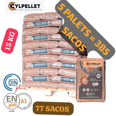 CYL PELLET – 5 Palet de 385 sacos de 15Kg Enplus A1