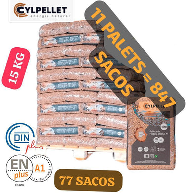 CYL PELLET – 11 Palet de 847 sacos de 15Kg Enplus A1