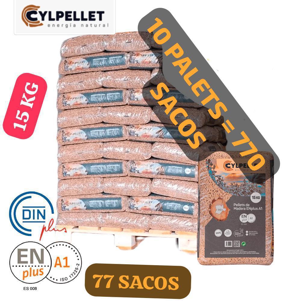 CYL PELLET – 10 Palet de 770 sacos de 15Kg Enplus A1