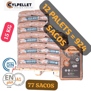 CYL PELLET – 12 Palet de 924 sacos de 15Kg Enplus A1